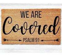 Flavas We Are Covered Door Mat,Psalm 91 Door Mat,Christian Doormat,Religious Door Mat,Welcome Mat,Closing Gift,Housewarming Gift,Psalm Decor Home Kitchen Balcony Decoration 36x24 Inch