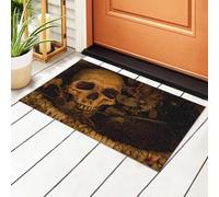 Flavas Welcome Mats 30x18 Inch for Front Door Outdoor Gothic Punk Skull Head Doormat Non-Slip Rubber Mat for Home Indoor Farmhouse Funny Kitchen Rugs Balcony Patio