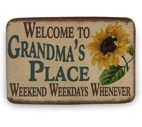 Flavas Welcome To Grandma's Place Doormat,Welcome Mat,House Warming Gift,Funny Doormat,Gift for Family,Doormat for Grandparents Gift,Indoor Doormat,Front Back Door Mat 24x16 Inch