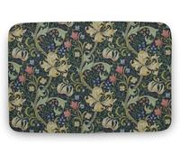 Flavas William Morris Exhibition Doormat,William Morris Print,Floral Botanical,Strawberry Thieves,Golden Lily Black Gold Doormat,Welcome Mat,Indoor Doormat,Front Back Door Mat Coral Velvet 30x18 Inch