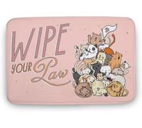 Flavas Wipe Your Paws Doormat,Cat Paws Rug,Lovely Pink Doormat,Cat Lover Home Decor,Front Doormat,Indoor Doormat,Front Back Door Mat,Coral Velvet Doormat 36x24 Inch