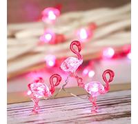FLAVCHARM Pink Flamingo String Lights Battery Operated with Remote Fairy Lights 10ft 30LEDs USB Plug in Summer Tropic Themed Flamingo Decor Lights for Home Party Gifts Decorations