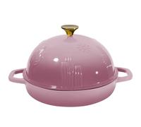 Flavehc Bread Oven Cast Iron Bread Dutch Oven with Cloche Lid for Bread Baking BerryPink Enameled Cast Iron Bread Oven with Dome Lid for Sourdough 5 qt