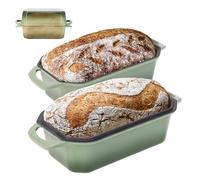 Flavehc Bread Pan Cast Iron Loaf Pan with Lid 9x5 Inch Bread Loaf Pan for Baking Bread Enameled Cast Iron Sourdough Bread Pan