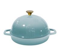 Flavehc Cast Iron Bread Oven With Cloche Lid for Baking - Blue Enameled Dutch Oven With Dome Lid for Sourdough - 5 qt