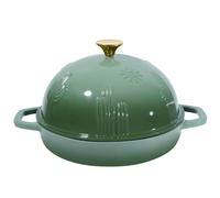 Flavehc Cast Iron Bread Oven With Cloche Lid for Baking - Green Enameled Dutch Oven With Dome Lid for Sourdough - 2.6 qt