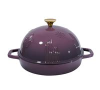 Flavehc Cast Iron Bread Oven With Cloche Lid for Baking - Magenta Enameled Dutch Oven With Dome Lid for Sourdough - 2.6 qt