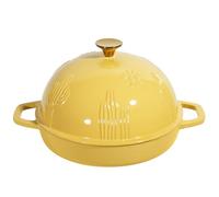 Flavehc Cast Iron Bread Oven With Cloche Lid for Baking - Yellow Enameled Dutch Oven With Dome Lid for Sourdough - 5 qt