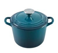 Flavehc Dutch Oven Pot with Lid 2.8 qt Cast Iron Dutch Oven for Bread Baking DarkCyan Enameled Cast Iron Rice Pot with Handels
