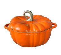 Flavehc Pumpkin Dutch Oven Pot with Lid 3.8 qt Pumpkin Cast Iron Dutch Oven for Bread Baking Orange Enameled Cast Iron Dutch Oven with Handels