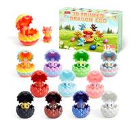 Flavery 12 Pack 3D Printed Dragon Egg, Mini Eggs with Dragon Inside for Easter Basket Stuffers,Desk Pet, Mystery Figure Decor,Surprise Gift for Birthday, Christmas (Multicolor)