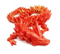 Flavery 3D Printed Dragon - 24 inch Large 3D Printing Animals Fidget Toy, Surprise Gift for Christmas, Birthday, Easter, Cool Figurine Decor for Kids and Adults, Dragon Lovers(Red Mix Gold)