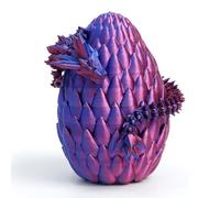 Flavery 3D Printed Dragon Egg- Red Blue - Surprise Easter Egg with 12” Flexible Crystal Dragon Inside, 3D Printed Gift Toy, Desk Executive Pet, Figurine Decor, Easter Basket Stuffers
