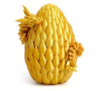 Flavery 3D Printed Dragon Eggs - Gold - Large Vibrant Color Collectible Figures, 3D Printing Animals, Cool Desk Pet for Kids and Adults, Dragon Lovers, Surprise Gift for Christmas, Birthday, Easter