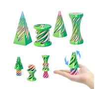 Flavery 4 Pack Impossible Cone, 3D Printed Spiral Cone Fidget Toy, Impossible Pyramid Passthrough Toy, Desk Decor for Adults, Teens, Relaxing (L4-Rainbow Yellow Green)