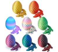 Flavery 8 Pack 3D Printed Dragon Egg, Small Eggs with Articulated Crystal Dragon Inside, Desk Decor Pet, Mystery Figure Decor（E2）