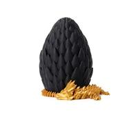 Flavery Dragon Egg- Black Gold - Easter Egg, Surprise Egg with Flexible Crystal Dragon Inside, 3D Printed Gift Toy, Figurine Decor(12" Dragon)