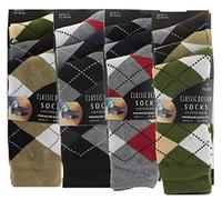 FLAVES FASHION 12,6 Pairs Mens Bright Argyle Diamond Cotton Rich Design Socks Size 6/11 (Argyl Dimond, Pack of 6)