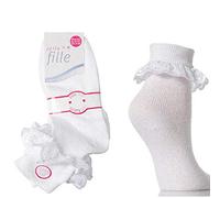 FLAVES FASHION 12 Pairs Girls Top Embroidered Anglaise Jolie Fille Frilly Lace School Ankle White Socks - 7 Sizes (UK 12½/3½ (eur 31/36))