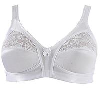 FLAVES FASHION (FF11) Firm Control Soft Satin Cup Bra Unpadded Non Wired Full Cup Size 34B - 44D Women (40B, White)