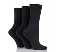 FLAVES FASHION (FF11) Ladies Diabetic Seamless Toe Gentle Grip Honeycomb Top Non Elastic Socks by Sock Shop [Black] (UK 4/8, eur 37/42, Black [3pairs])