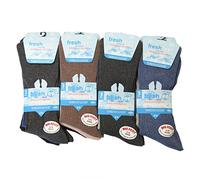 FLAVES FASHION (FF11) MENS 12prs BIG FOOT NON ELASTIC DIABETIC GRIP GENTLE TOP EVERYDAY SOCKS 11-14 (Big Foot 11-14, Melange)