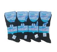 FLAVES FASHION (FF11) MENS 12prs BIG FOOT NON ELASTIC DIABETIC GRIP GENTLE TOP EVERYDAY SOCKS 11-14 (Big Foot 11-14, Black)