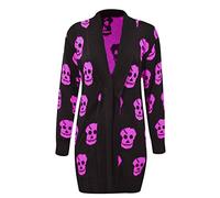 FLAVES FASHION (FF11) New Women's Big Plus Size Knitted Skull Cardigan Winter Item Large Sizes 16-26 (UK-16/18, Fuchsia)