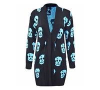 FLAVES FASHION (FF11) New Women's Big Plus Size Knitted Skull Cardigan Winter Item Large Sizes 16-26 (UK-16/18, Tuequoise)