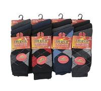 FLAVES FASHION (FF11) Ultimate 12 Pairs Mens Black Thermal Socks, Thick Warm Work Boot Socks Size 6-11 (UK 6/11, eur 39/45 [12 Pairs], Argyle)