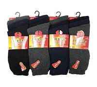 FLAVES FASHION (FF11) Ultimate 12 Pairs Mens Black Thermal Socks, Thick Warm Work Boot Socks Size 6-11 (UK 6/11, eur 39/45 [12 Pairs], Black, Navy, Grey)