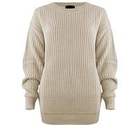 FLAVES FASHION New Ladies Women's Chunky Thick Baggy Jumper Knitted Sweater Over-Sized UK Size 8-18 (as8, Alpha, m, l, Regular, Regular, Standard, Cream)