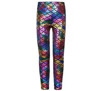 FLAVES FASHION New Metallic Mermaid Fish Scale Printed Leggings Stretch Tight Pants (Large/X-Large: UK: 16-18, EU: 42-44, US: 12-14, Multi)