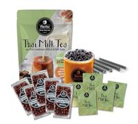Flavfar Premium Thai Milk Tea Kit with Instant Brown Sugar Boba - Authentic Bubble Tea Made in Taiwan - 5 Servings