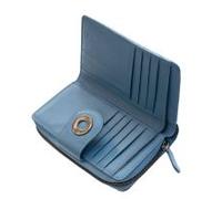 'Flavia' Leather Large Zip Around Bifold Purse PRIMEHIDE Blue One Size