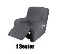 FLAVORA 1 Seater Super Stretch Solid Sofa Slipcover in Grey | Size: 0.6m2 FLAVORA Grey 0.6m2