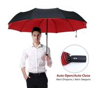 FLAVORA 120CM Large Folding Windproof Automatic Umbrella in Black | Size: 0.6m2 FLAVORA Black 0.6m2