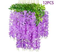 FLAVORA 12x Dark Purple Artificial Wisteria Hanging Silk Vine | Size: 0.6m2 FLAVORA Purple 0.6m2