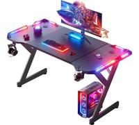 FLAVORA 140 x 60cm Gaming Desk witn LED RGB in Black | Size: 0.6m2 FLAVORA Black 0.6m2