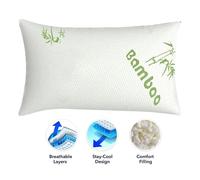 FLAVORA 1x Bamboo Anti Snore Memory Foam Firm Pillow Pack Pillows Head in White | Size: Single FLAVORA White Single