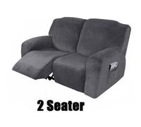 FLAVORA 2 Seater Super Stretch Solid Sofa Slipcover in Grey | Size: 100 cm x 190 cm FLAVORA Grey 100 cm x 190 cm