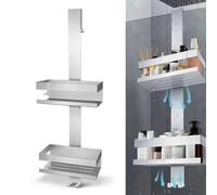 FLAVORA 2Tier Hanging Over Door Bathroom Shower Caddy Rack in Silver | Size: 180 cm width x 180 cm drop FLAVORA Silver 180 cm width x 180 cm drop