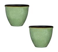 FLAVORA 2x Green Bell Glazed Planter Outdoor Garden Plant Pot | Size: 100g FLAVORA Green 100g
