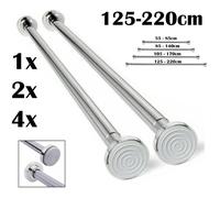 FLAVORA 2x Heavy Duty Telescopic Shower Curtain Pole in Silver FLAVORA Silver