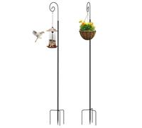 FLAVORA 2x Tall Shepherd Crook Hooks Metal Stake in Black | Size: 0.6m2 FLAVORA Black 0.6m2