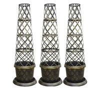 FLAVORA 3x Black & Gold Tower Pot Climbing Plant Planter | Size: 10g FLAVORA Black 10g