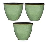 FLAVORA 3x Green Bell Glazed Planter Outdoor Garden Plant Pot | Size: 100g FLAVORA Green 100g