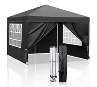 FLAVORA 3x3M Black Pop Up Gazebo With 4 Sidewalls | Size: 0.6m2 FLAVORA Black 0.6m2