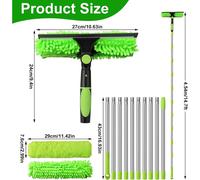 FLAVORA 4.5M Telescopic Extendable Window Cleaner Equipment in Green | Size: 0.6m2 FLAVORA Green 0.6m2