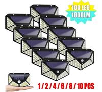 FLAVORA 4pc LED Solar Power Fence Lights PIR Motion Sensor in Black FLAVORA Black